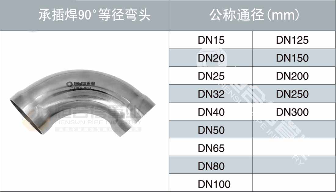 承插焊90°等徑彎頭參數1